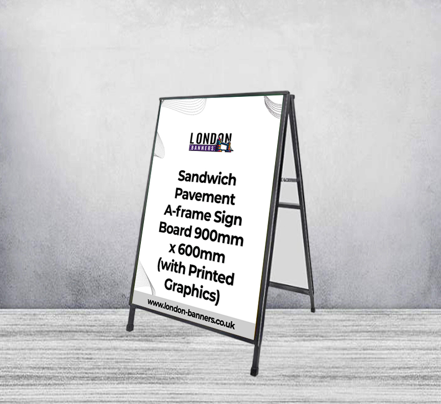 Sandwich Pavement A-frame Sign Board 900mm x 600mm (with Printed Poster)