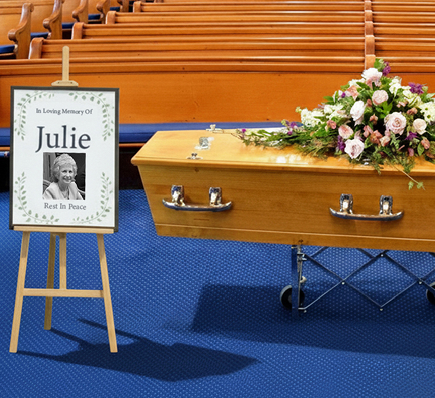 Funeral Memorial Easel With Printed Sign