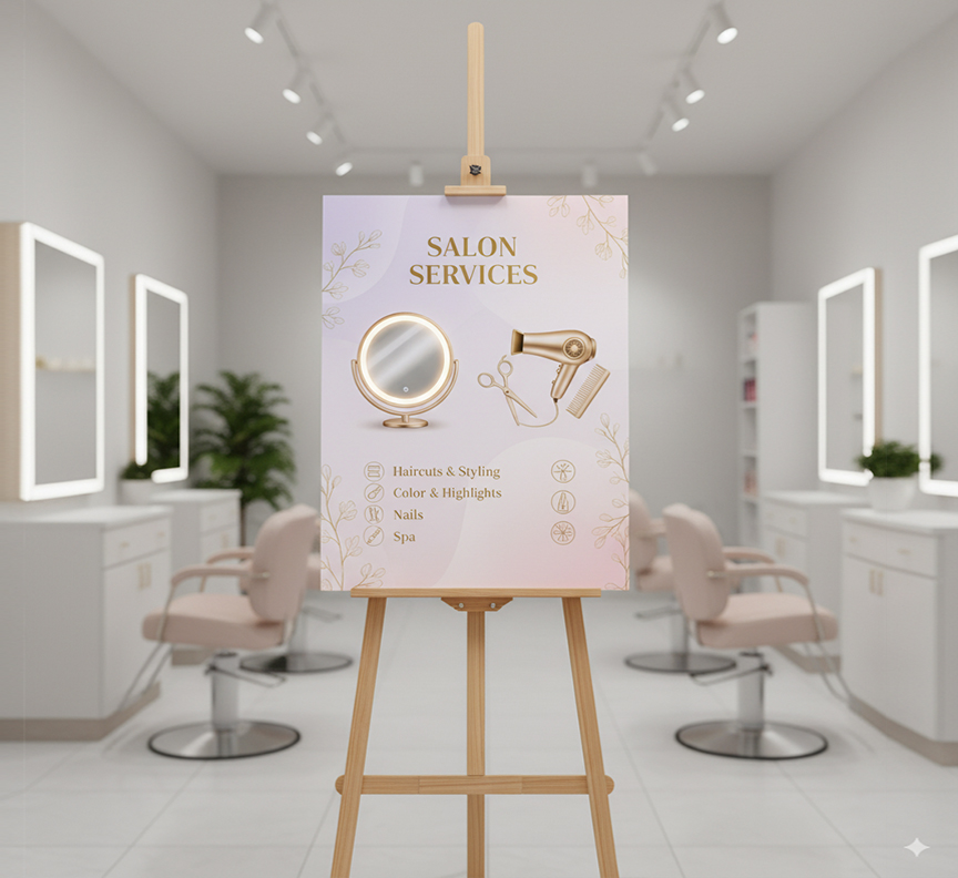 Presentation Stand With Printed Sign