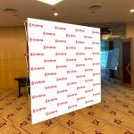 Straight Pop Up Exhibition Backdrop Stand With Printed Fabric Graphics